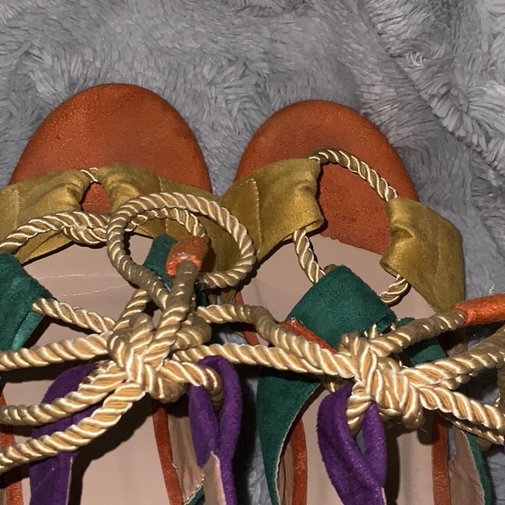 Colorful Strappy Block Heel Sandals - Picture 4 of 6